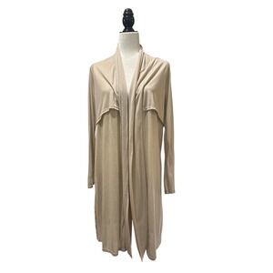Three Dots Cardigan Duster Open Front Tencel Beige Women's Size Medium